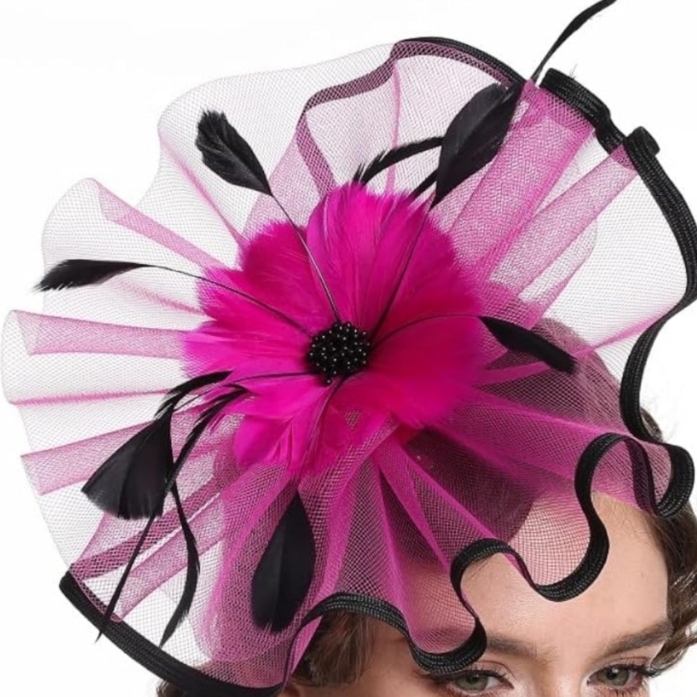 NEW! Fuschia And Black Kentucky Derby Hat - Picture 2 of 6